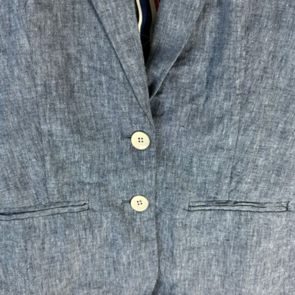 Anthropologie Cartonnier Blue Linen Blend Two Button Blazer Sz 6 - Picture 5 of 9